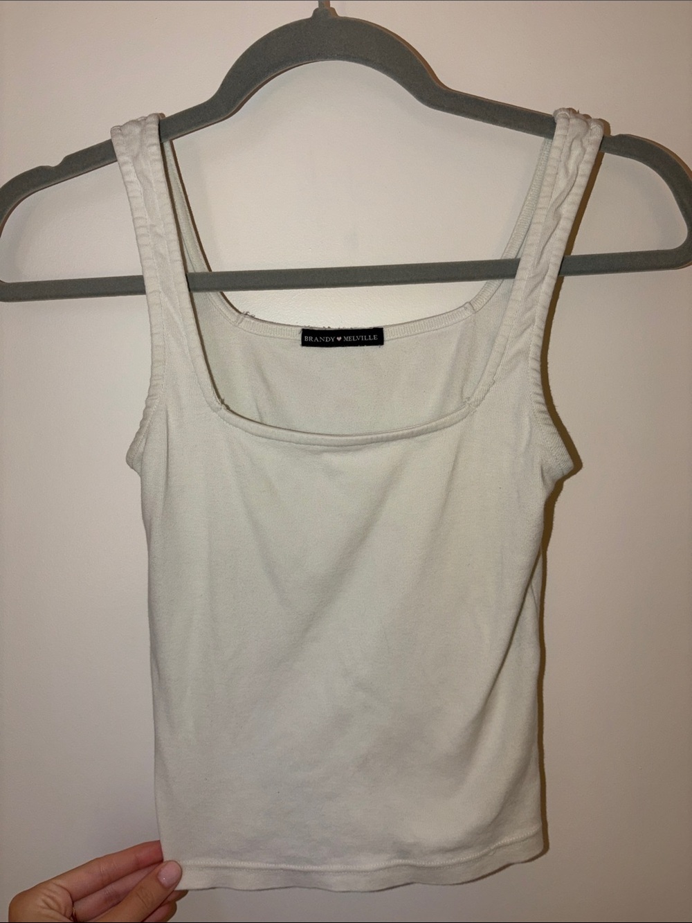 Brandy Melville Cream Ribbed Square Neck Tank
